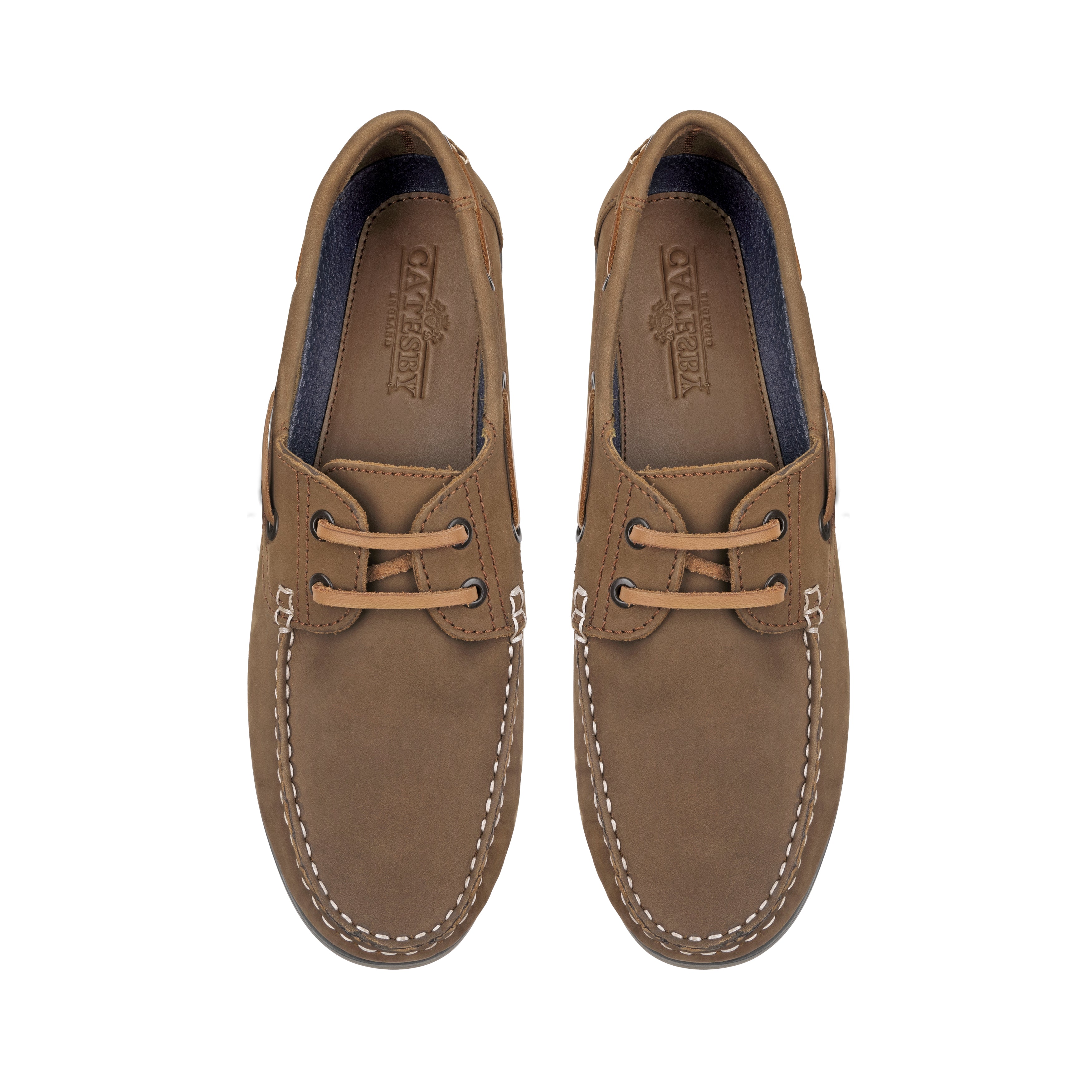 Chaussures Bateau En Cuir Ciré Pour Homme - Modèle Hector - Marron Clair - Confortables Et Décontractées